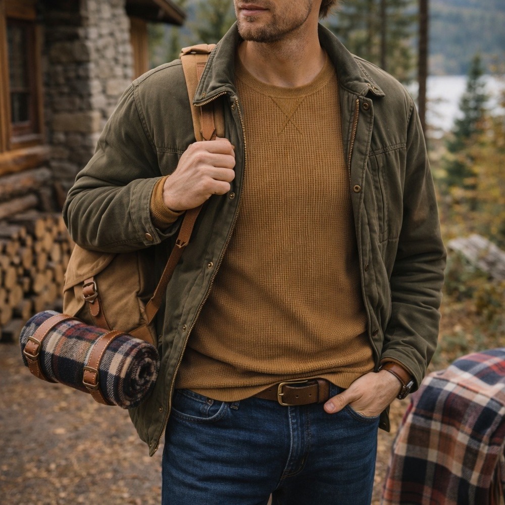 Canyon River Blues Waffle Thermal Mens Small Brown Cotton Long Sleeve